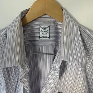 Pronto Uomo Men's Dress Shirt - 100% Cotton Lavender and White Stripes